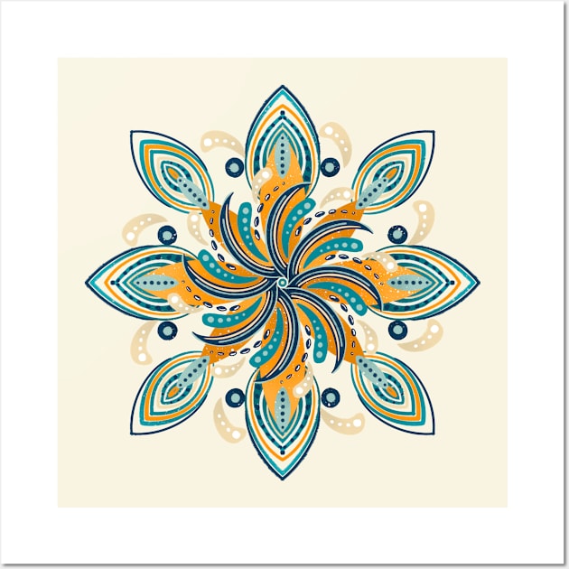 Surfers mandala - orange and teal palette Wall Art by Home Cyn Home 